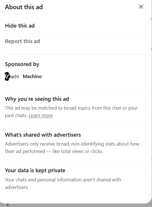 machino ads information